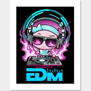 EDM Hibiscus DJ! Ultra Blue/Pink Posters and Art